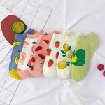 4 Pairs Women Socks Funny Fruit Socks Avocado Lemon Strawberry Banana Female Spring Summer Cute Girl Ankle Socks Meias Sox