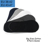 5 Pairs Mens Boat Socks Summer Large Plus Size 38-47 Non-slip Silicone Invisible No Show Sock Slippers Cotton Black Sporty Meias