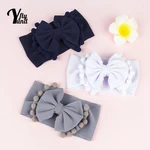 Yundfly Double Layer Bowknot Elastic Wide Headband Cute Handmade Bows Infant Hairband Baby Headwear Hair Accessories Photo Props