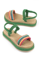 Capone Outfitters Capone Wedge Heel Threaded Multi Green Women's Slippers Capone Outfitters Capone Wedge Heel Threaded Multi Green Women's Slippers