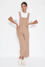 Trendyol Mink Button Detailed Long Square Collar Woven Jumpsuit