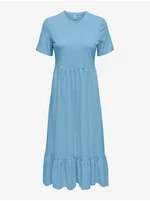 Světle modré dámské basic midi šaty ONLY May - Dámské