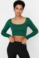 Trendyol Duck Head Green Seamless/Seamless Crop Extra Stretchy Knitted Sports Top/Blouse