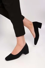 Shoeberry Women's Epic Black Nubuck Heels Shoes