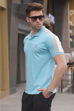Madmext Blue Striped Polo Collar Men's T-Shirt 5215