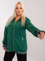 Navy green sweatshirt plus size with decorative cuffs