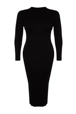 Trendyol Curve Čierne pásové detailné svetrové šaty