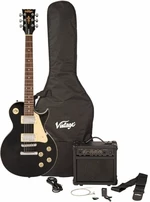 Vintage V10 Coaster Pack Gloss Black Elektrická gitara