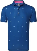 Footjoy Thistle Print Lisle Deep Blue XL Camiseta polo