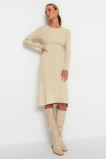 Trendyol Stone Midi Knitwear Crewneck Dress