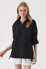 Bigdart 3975 Slit Poplin Shirt - Black