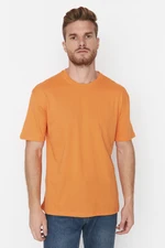 Trendyol Orange Men's Basic 100% Cotton Relaxed/Comfortable cut, Crew Neck Short Sleeved T-Shirt