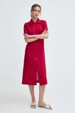 Ľanové šaty Liviana Conti ružová farba,mini,áčkový strih,L4SL25