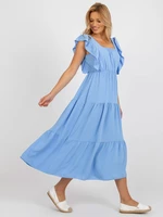 Light blue flowing dress with frills