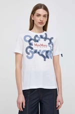Bavlnené tričko Max Mara Leisure dámsky,biela farba,2416941108600