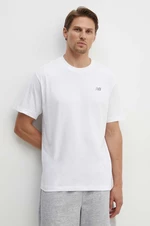 Bavlnené tričko New Balance Small Logo pánske, biela farba, s nášivkou, MT41509WT