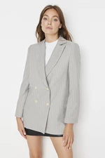 Trendyol Gray Regular Lined Double Breasted Closure Woven Blazer Jacket