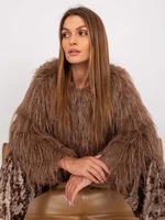 Light brown transitional jacket with eco fur