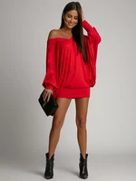 Fashion basic red bat dress