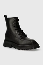 Kožené členkové topánky Dkny Farren dámske, čierna farba, na plochom podpätku, K2438890