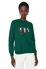 Trendyol Emerald Printed Basic Shark Knitted Family Team Pullover Sweatshirt