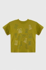Detské bavlnené tričko Emporio Armani zelená farba, s potlačou