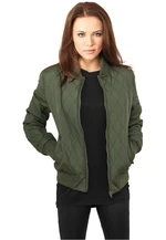 Women's Diamond Quilt Nylon Jacket Olive