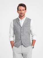 Ombre Men's wool blend blazer with checkered lapels - light grey