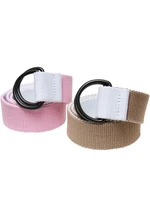 Easy D-Ring Belt Kids 2-Pack White/Beige+White/Pink