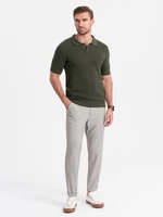 Ombre Men's chino pants with elastic waistband - light grey