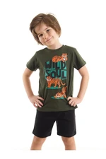 Mushi Three Tigers Boys Khaki T-Shirt Black Shorts Set