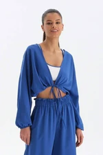 Dagi Sax Tie Front Short Shirt