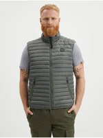 Khaki men's quilted vest LERROS - Men's