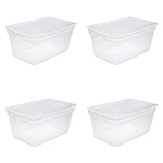 Set of 4 White 90 Qt. Plastic Storage Boxes: Spacious and Versatile Organization