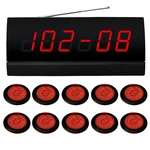 SINGCALL Wireless Display System for 10 Rooms, for Restaurant, Cafe, 10pcs Red Bells and 1pc Display Receiver APE2500
