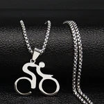 Fashion Bike Motion Stainless Steel Necklace Women/Men Silve Color Sport Statement Necklace Jewelry cadenas mujer NEE45-4S06
