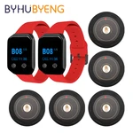 BYHUBYENG Wireless Waiter Calling System Restaurant Pager 200E 2 Watch Receiver +5 Button For Hookah Service Tables
