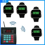 Long Distance Wireless Paging Calling System 1 Keyboard Transmitter + 4 Wrist Watches for Restaurant