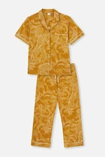 Dagi Mustard Printed Shirt Collar Pajamas Set