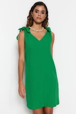 Trendyol Zielona sukienka plażowa mini tkana wiązana