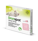 DRONSPOT 30 mg/7,5 mg Spot-on pre malé mačky (≥0,5 - 2,5 kg) 2 x 0.35 ml