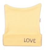 Novorozenecká čepička Baby Nellys, Love - žlutá, vel. 56 (1-2m)