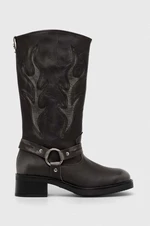 Westernové kožené boty Steve Madden Bloom dámské, šedá barva, na plochém podpatku, SM11003090