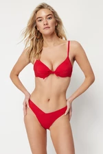 Trendyol Red V-Cut Regular Bikini Bottom