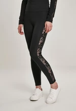 Women's Striped Lace Leggings Black