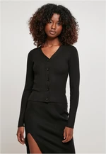 Women's cardigan with short rib knit - black