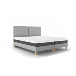 Jasnoszare tapicerowane łóżko dwuosobowe ze stelażem 160x200 cm Lotus – Mazzini Beds