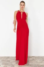 Trendyol Limited Edition Red Window/Cut Out Detailed Evening Long Evening Dress