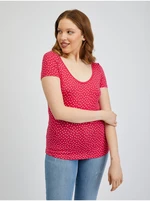Orsay Tmavě růžové dámské puntíkované tričko - Dámské