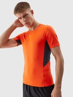 Pánské sportovní tričko slim z recyklovaných materiálů 4F - oranžové